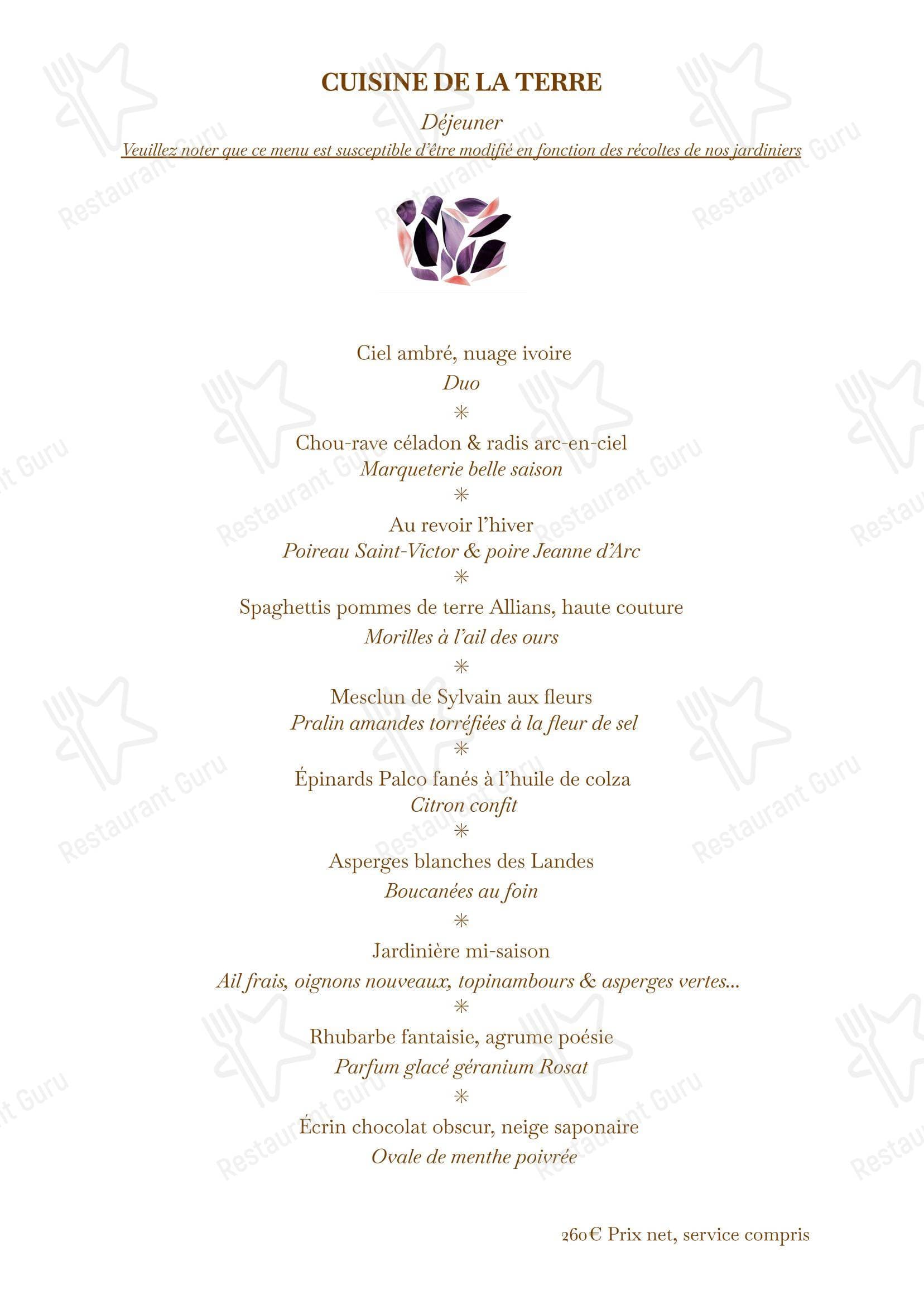 Arpège menu 3